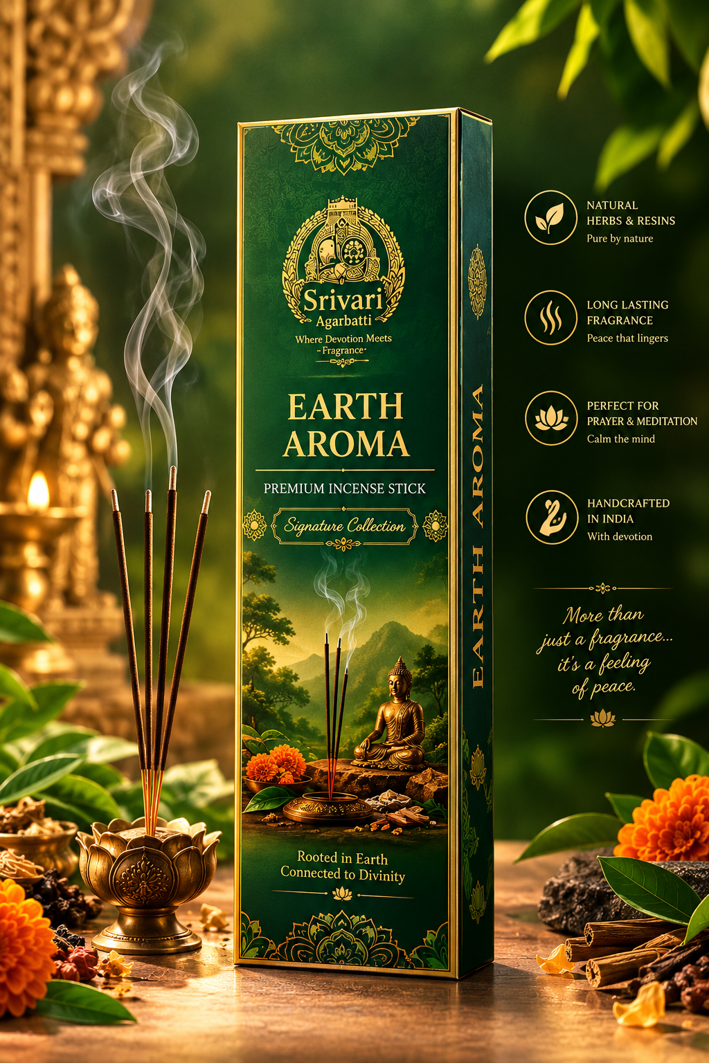 Earth Aroma 3+1 Free Hand-Rolled Natural Masala Agarbatti