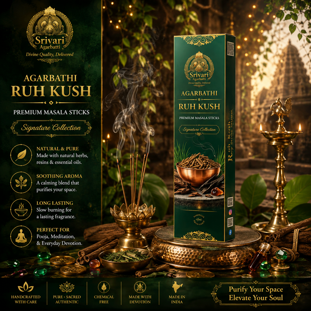 Ruh Kush – Signature Collection | Hand-Rolled Agarbatti