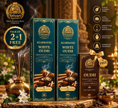 WHITE OUDH + Oud 2+1  free Pack Hand-Rolled Agarbatti